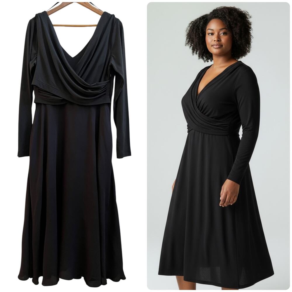 Peruvian Connection Black Front Drape Pocket Full… - image 1